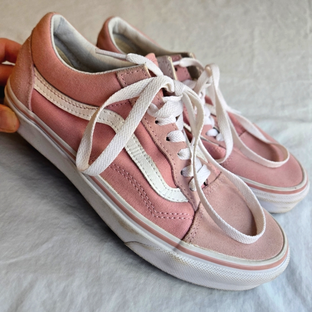 Vans Old Skool Pink Sneakers W7 M5.5 - Baby Pastel Pink Low Top Suede Toe y2k